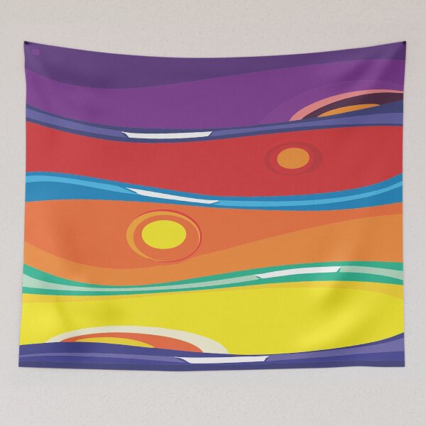 Item preview, Colorful Abstract Sunset Waves designed and sold by Johnnies.