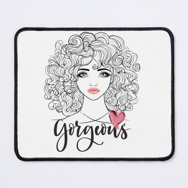 Item preview, Gorgeous - Elegant Curly Hair Woman Line Art with Soft Pink Details designed and sold by Sarah'sCreativeLab.