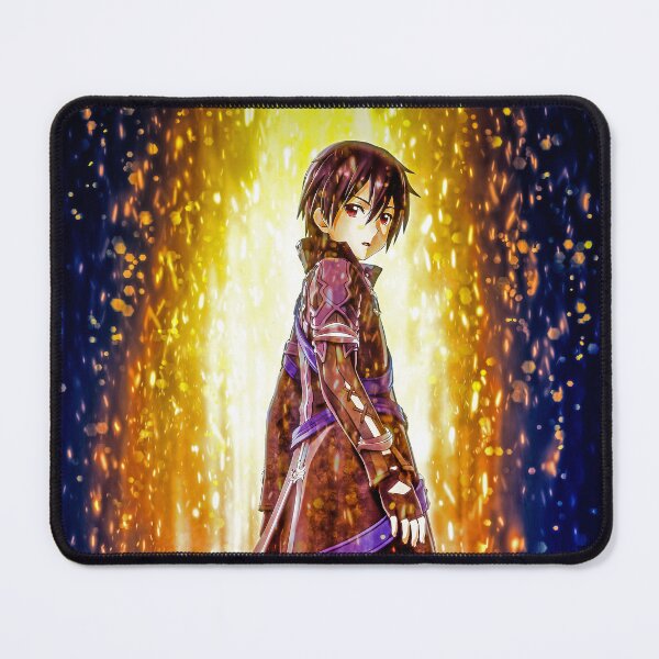 Item preview, Kirito Sword Art Online bold stance glowing anime power dramatic scene designed and sold by Dashsopaner.