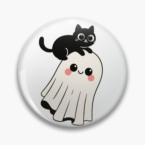 Item preview, Cute Black Cat with Happy Ghost designed and sold by CursedButCute1.