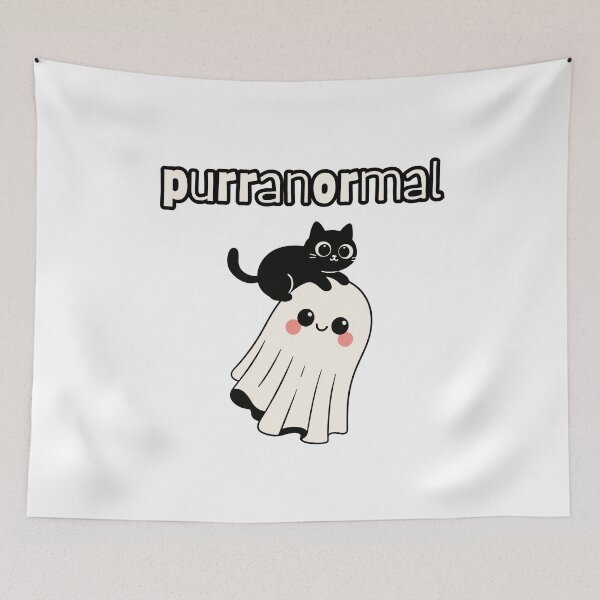 Item preview, Cute Black Cat with Happy Ghost designed and sold by CursedButCute1.