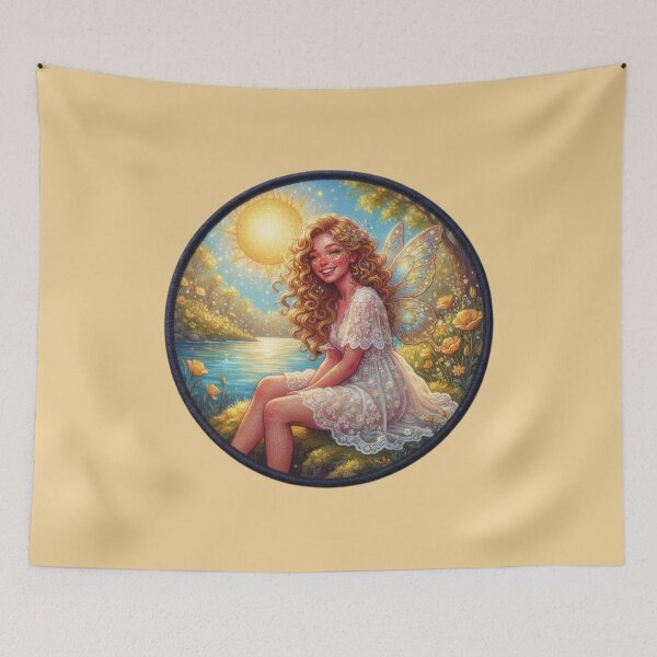 Item preview, Sunny Golden Fairy Resting By River Meadow designed and sold by Azurart2.