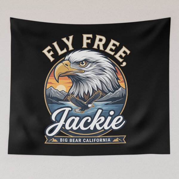 Item preview, Fly Free Jackie Big Bear Bald Eagle Memorial Tribute designed and sold by LouisaOReilly.