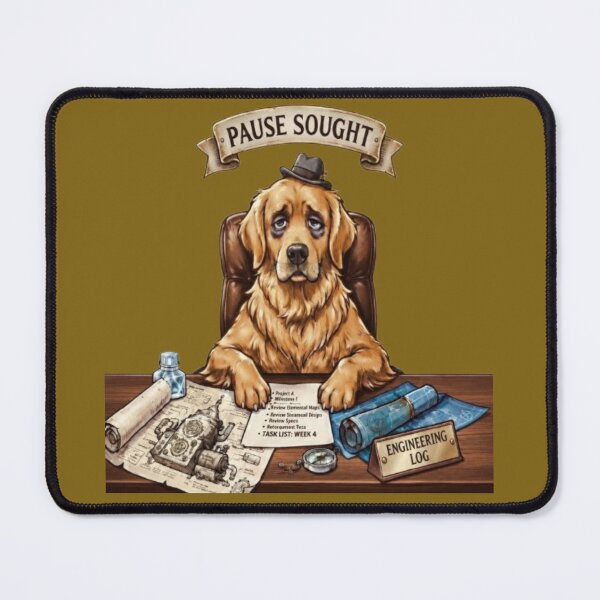 Item preview, Overworked Golden Retriever Desk Wok Life designed and sold by Northern Glow Art.