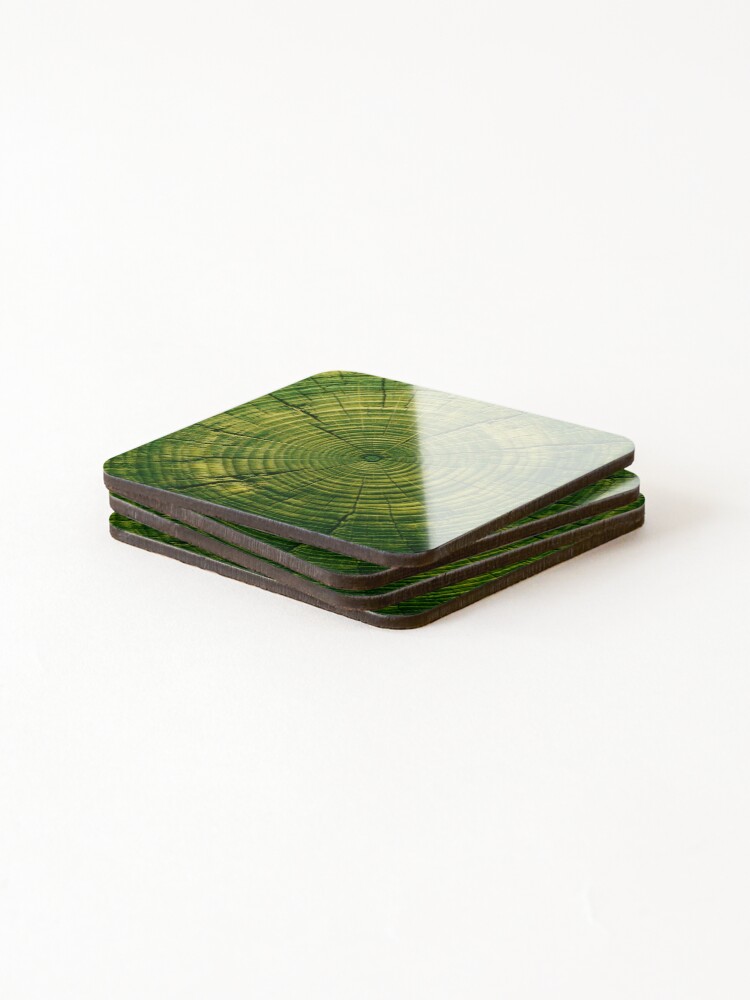 Thumbnail 4 of 5, Coasters (Set of 4), Green Tree Rings designed and sold by Tridentulus.
