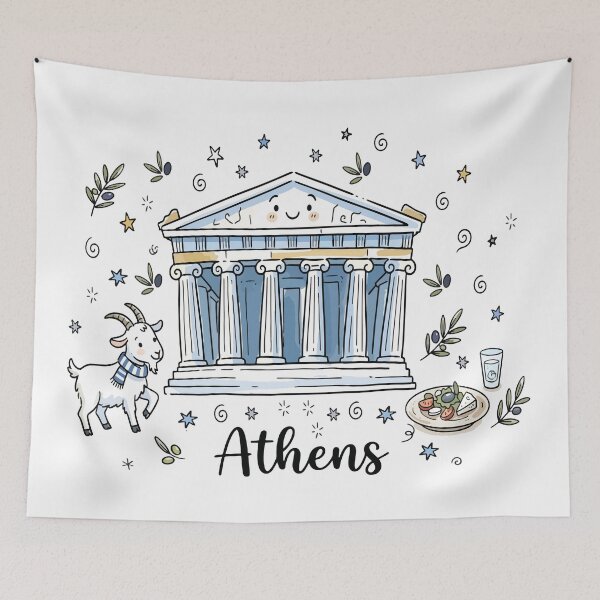 Item preview, Cute Parthenon Athens Doodle Art designed and sold by RamyGallery.