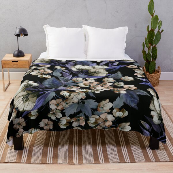 Item preview, Midnight Garden — Watercolor Floral Pattern on Black Background designed and sold by Johnnies.