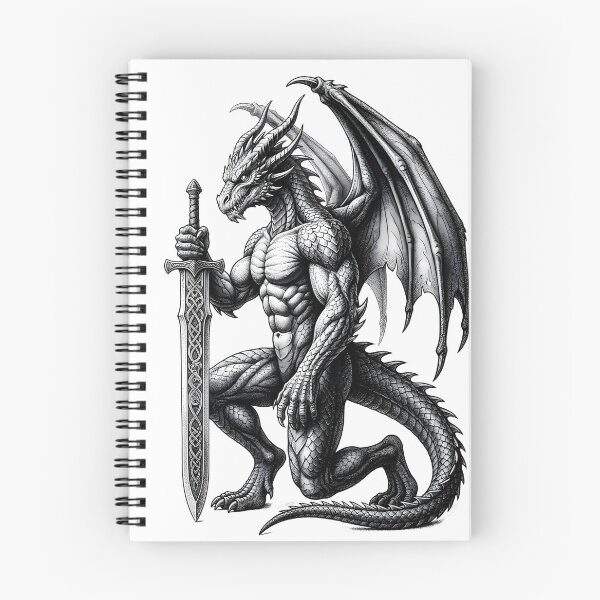Item preview, Dragon Knight Warrior with Sword | Muscular Fantasy Dragon Illustration designed and sold by DragonSerpent Ink.