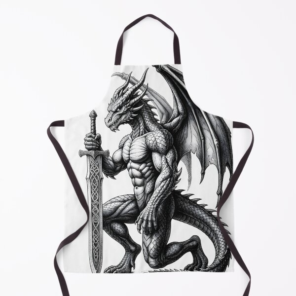 Item preview, Dragon Knight Warrior with Sword | Muscular Fantasy Dragon Illustration designed and sold by DragonSerpent Ink.