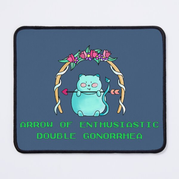 Item preview, Arrow of enthusiastic double… ahem. In Green pixel text designed and sold by FrenchieBoops.