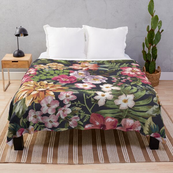 Item preview, Tropical Bloom — Painterly Floral Pattern on Dark Charcoal designed and sold by Johnnies.