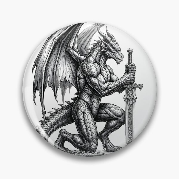 Item preview, Dragon Guardian with Ancient Sword | Epic Fantasy Warrior Illustration designed and sold by DragonSerpent Ink.