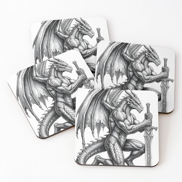 Item preview, Dragon Guardian with Ancient Sword | Epic Fantasy Warrior Illustration designed and sold by DragonSerpent Ink.
