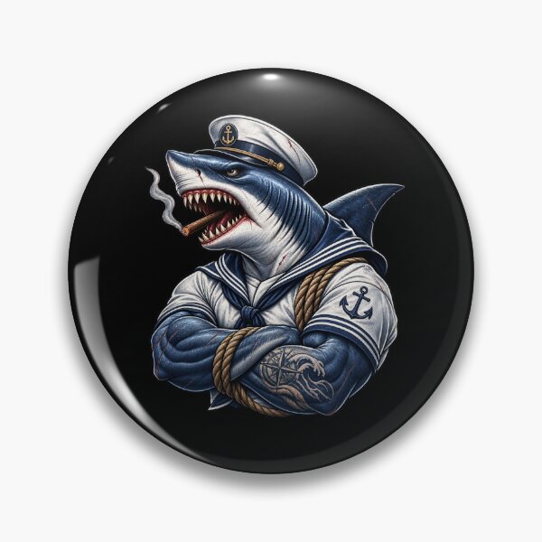 Item preview, Sailor Shark Vintage Nauticial Graphic Shirt designed and sold by RedaSouq.