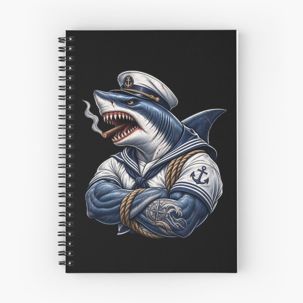 Item preview, Sailor Shark Vintage Nauticial Graphic Shirt designed and sold by RedaSouq.