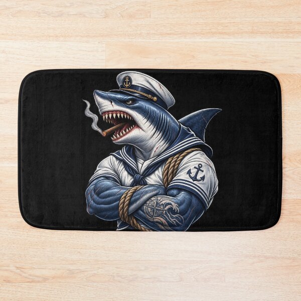 Item preview, Sailor Shark Vintage Nauticial Graphic Shirt designed and sold by RedaSouq.