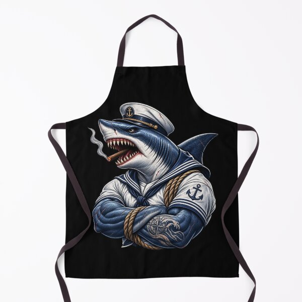 Item preview, Sailor Shark Vintage Nauticial Graphic Shirt designed and sold by RedaSouq.