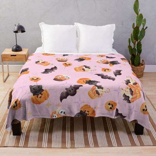 Item preview, Cute Bat, Black Cat, Halloween Cupcakes, Candy, pink designed and sold by CursedButCute1.