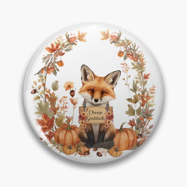 Item preview, A small autumn fox holds a sign that reads "Choose Gratitude." designed and sold by VibranPalette.