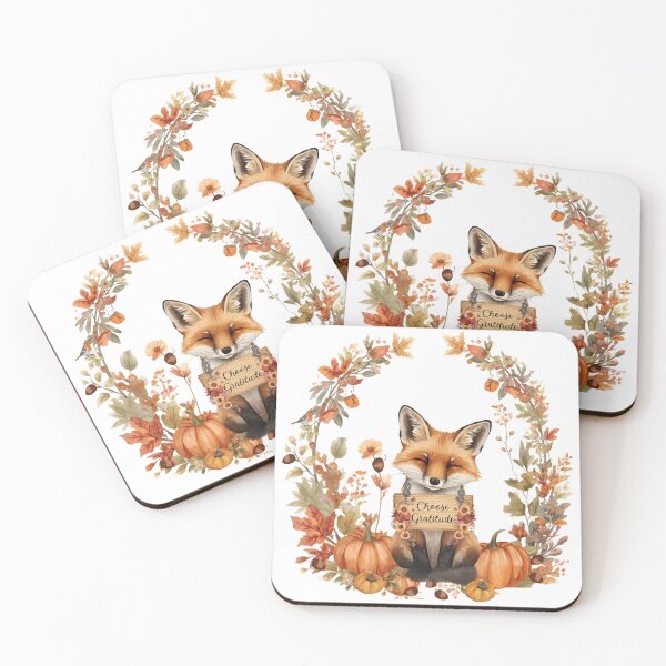 Item preview, A small autumn fox holds a sign that reads "Choose Gratitude." designed and sold by VibranPalette.