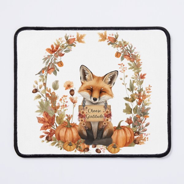 Item preview, A small autumn fox holds a sign that reads "Choose Gratitude." designed and sold by VibranPalette.