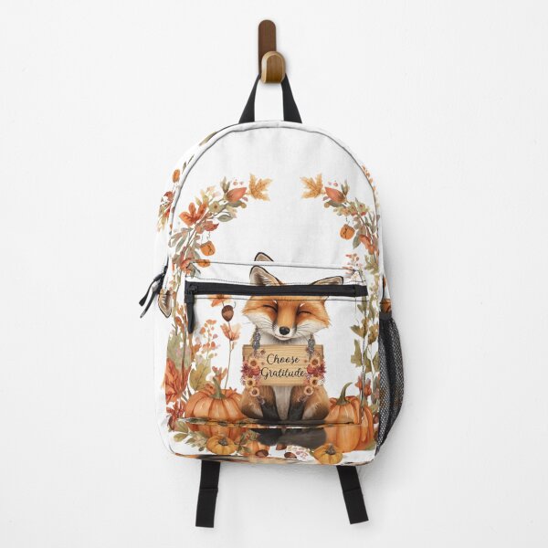 Item preview, A small autumn fox holds a sign that reads "Choose Gratitude." designed and sold by VibranPalette.