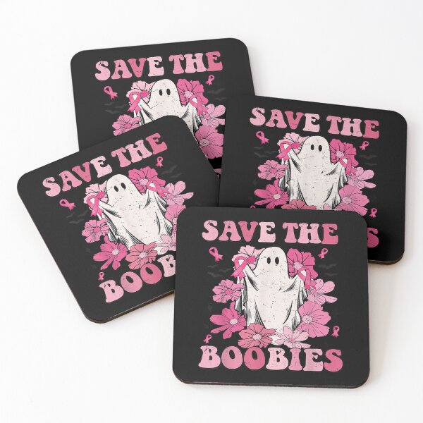 Item preview, save the boobies pink ghost woman breast cancer halloween designed and sold by RoseMary87.