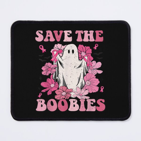 Item preview, save the boobies pink ghost woman breast cancer halloween designed and sold by RoseMary87.