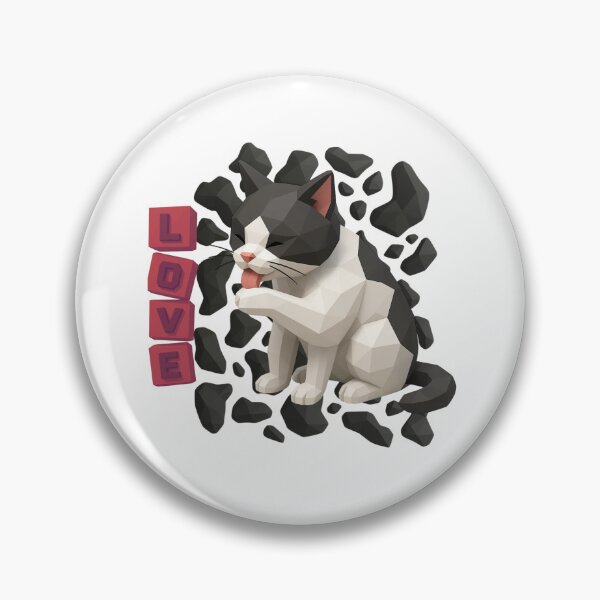 Item preview, Kawaii Black Kitten LOVE Low Poly designed and sold by ArtMochis.