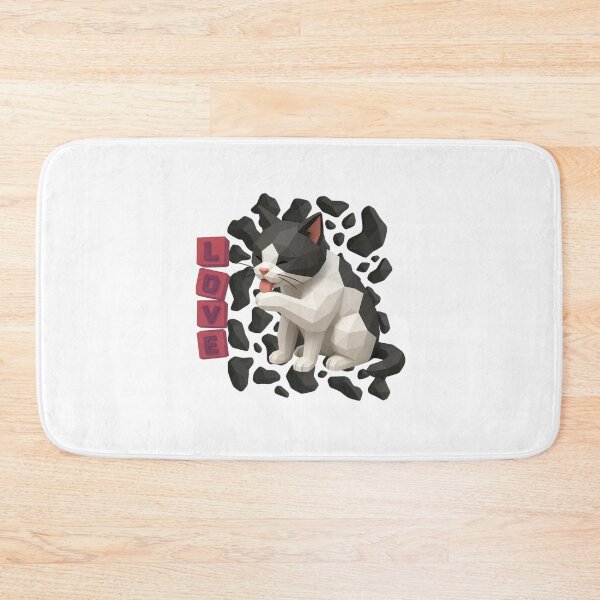 Item preview, Kawaii Black Kitten LOVE Low Poly designed and sold by ArtMochis.