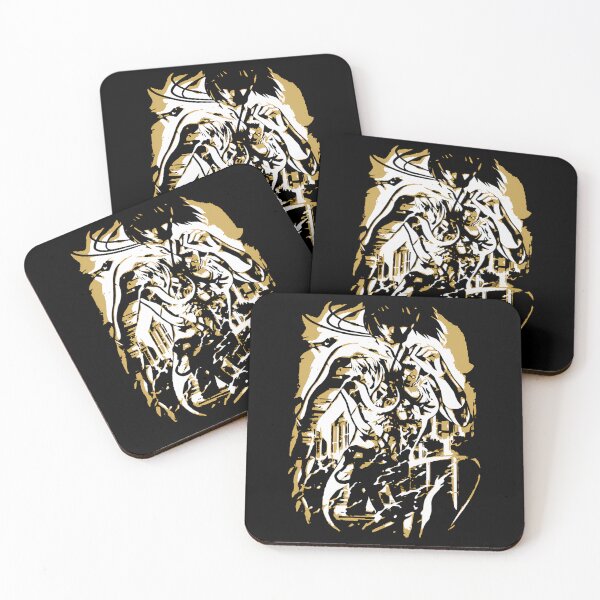 Item preview, Cyberpunk Hacker Action Characters Golden Silhouette Fight designed and sold by Elena Roberts.