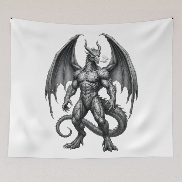 Item preview, Muscular Dragon Titan | Epic Fantasy Dragon Warrior Illustration designed and sold by DragonSerpent Ink.