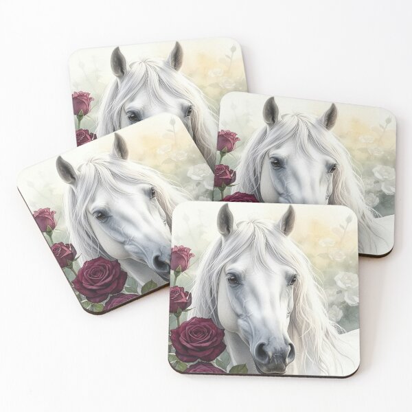 Item preview, White Horse and Red Roses designed and sold by INKRebelGraphic.