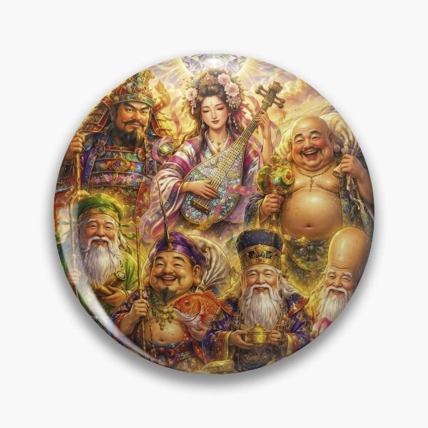 Item preview, Seven Lucky Gods Japanese Mythology Wealth Prosperity Koi Gold designed and sold by LOVEARTDESIGN.