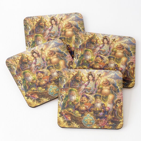 Item preview, Seven Lucky Gods Japanese Mythology Wealth Prosperity Koi Gold designed and sold by LOVEARTDESIGN.