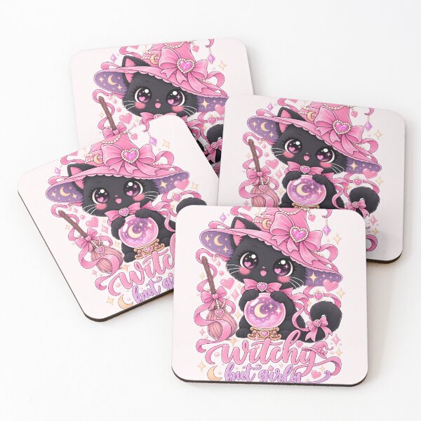 Item preview, Witchy But Girly Cute Coquette Black Cat – Pink Witch Halloween Girly Gift designed and sold by SaNaCreation13.