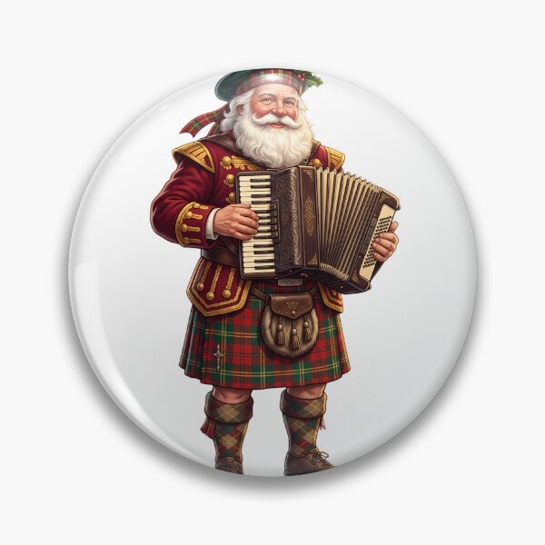 Item preview, Funny Tartan Kilt Accordion Player Christmas Scottish Santa designed and sold by Solo59Art.