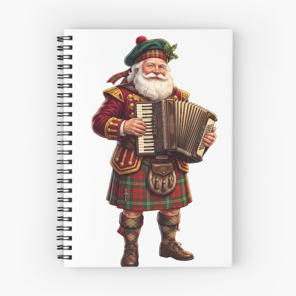 Item preview, Funny Tartan Kilt Accordion Player Christmas Scottish Santa designed and sold by Solo59Art.