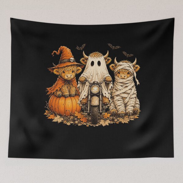 Item preview, Cute Highland Cows in Funny Halloween Costumes designed and sold by VioletNance.