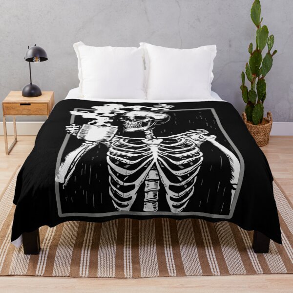 Item preview, skeleton skull drinking coffee funny halloween designed and sold by NorzellMich469.