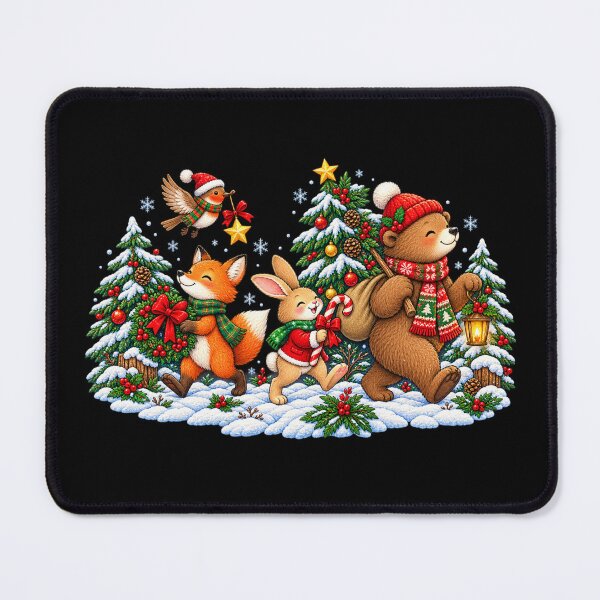 Item preview, Christmas Woodland Friends | Cute Bear Fox Bunny Snowy Christmas Trees designed and sold by MrDev.
