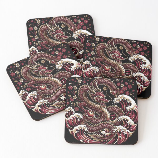 Item preview, Crimson Dragon Rising Through Waves designed and sold by Origamoart.