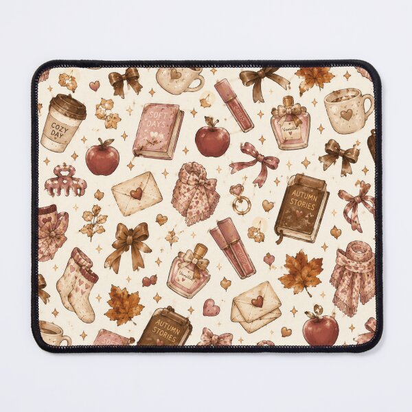 Item preview, Cozy Autumn Aesthetic Pattern with Books and Leaves designed and sold by NinaVibeStudio.