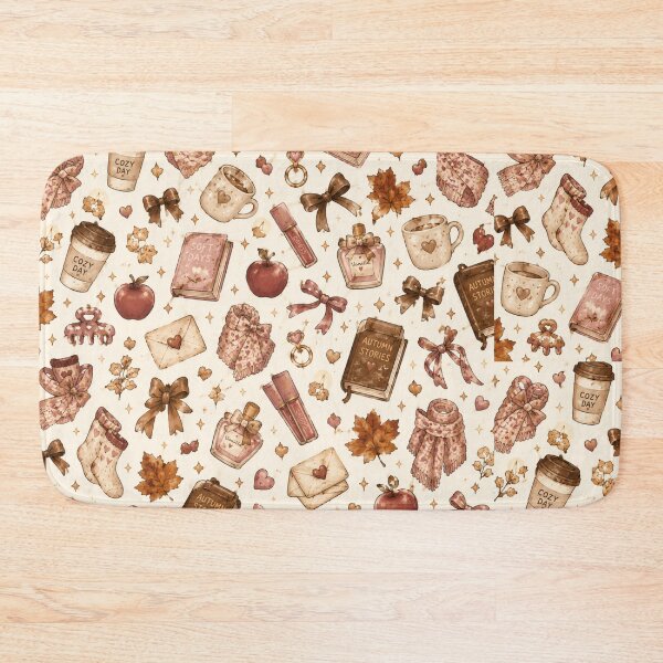 Item preview, Cozy Autumn Aesthetic Pattern with Books and Leaves designed and sold by NinaVibeStudio.
