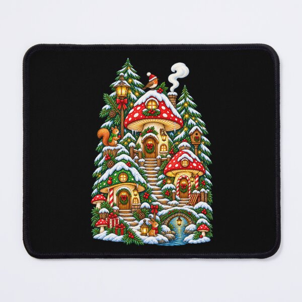 Item preview, Christmas Mushroom Village | Whimsical Snowy Woodland Fairy Houses designed and sold by MrDev.