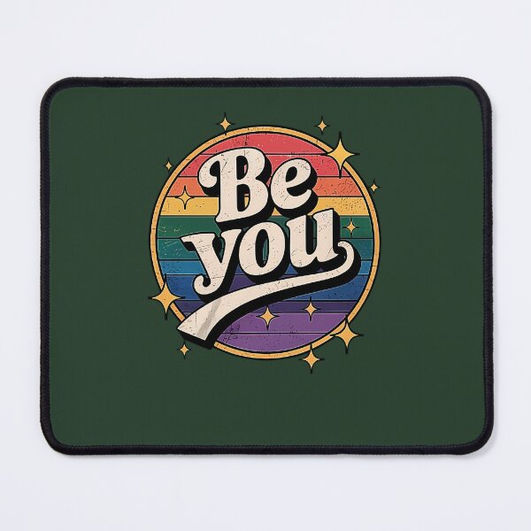 Item preview, Retro Be You Quote With Rainbow Pride Background And Stars 43 designed and sold by AvocadoShopp.