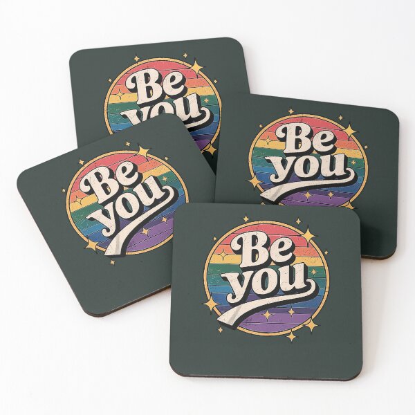 Item preview, Retro Be You Quote With Rainbow Pride Background And Stars 43 designed and sold by AvocadoShopp.