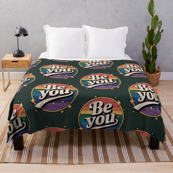 Item preview, Retro Be You Quote With Rainbow Pride Background And Stars 43 designed and sold by AvocadoShopp.