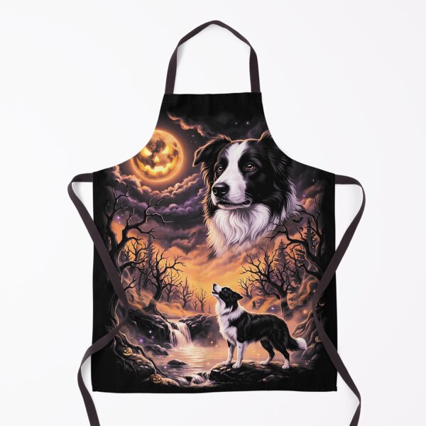 Item preview, Spooky Border Collie Howling at Moon Retro 90's Halloween designed and sold by OMITTEROMINOUS.