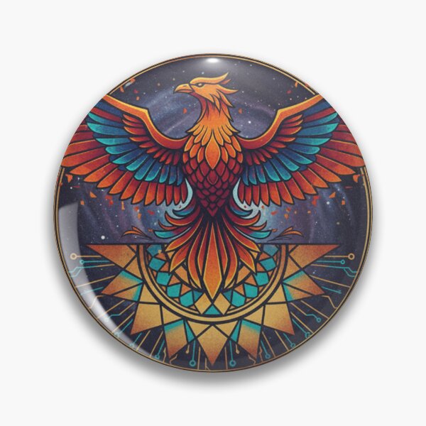 Item preview, Majestic Rising Phoenix Emblem Cyber Futuristic Art designed and sold by Uniquely Worlds.